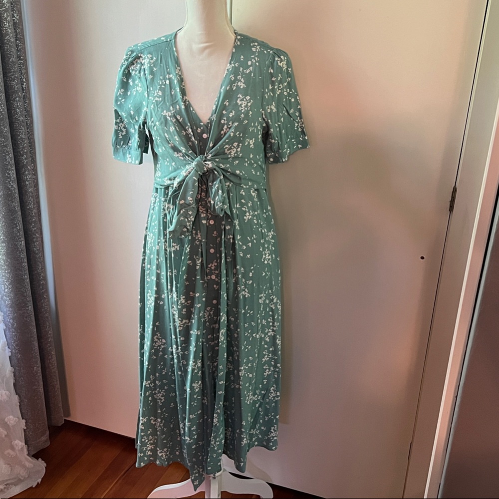 Seraphine Maternity Floral Green Wrap Dress